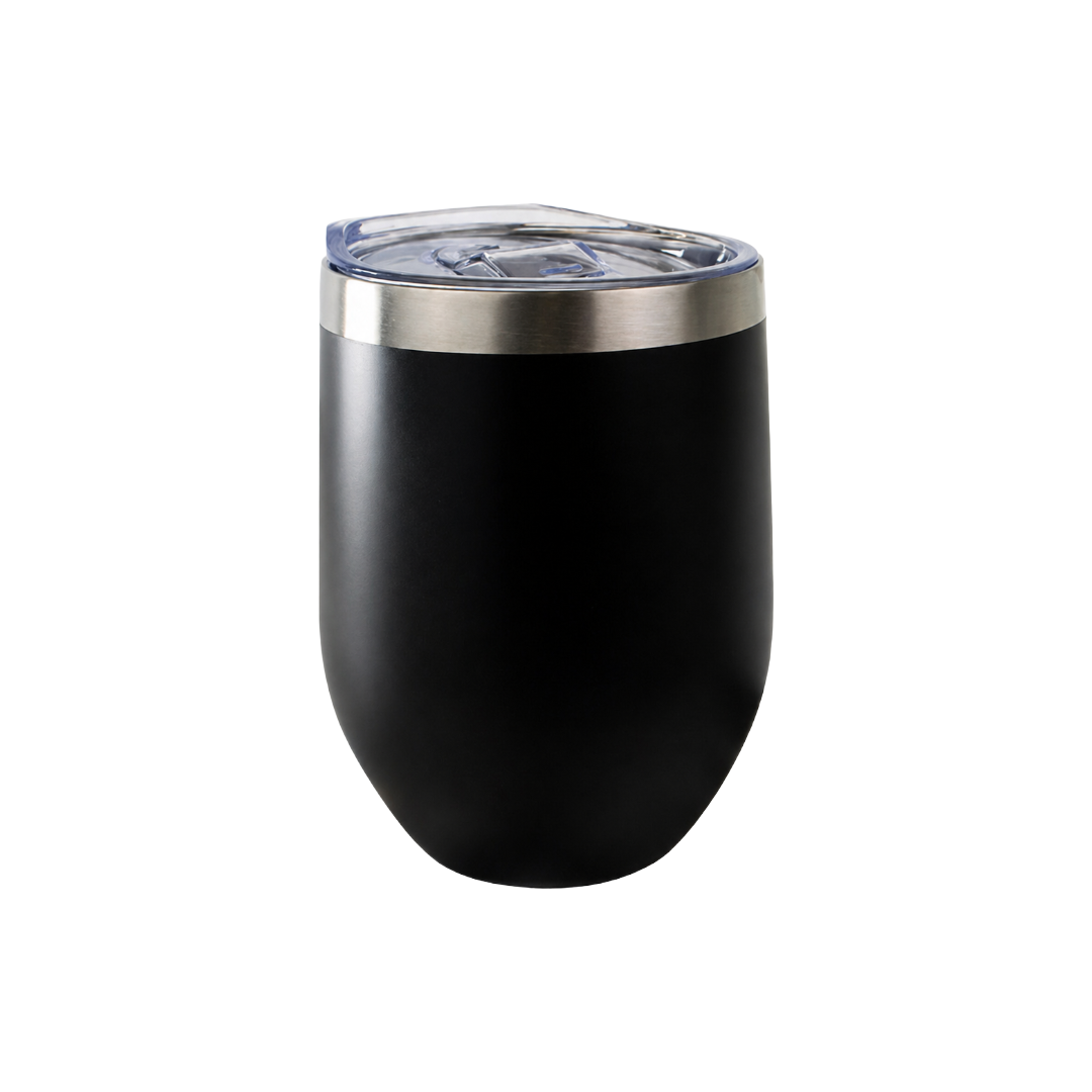 Thermal tumbler with lid - black