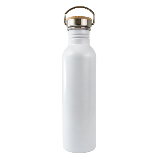 Bamboo lid thermal bottle - white