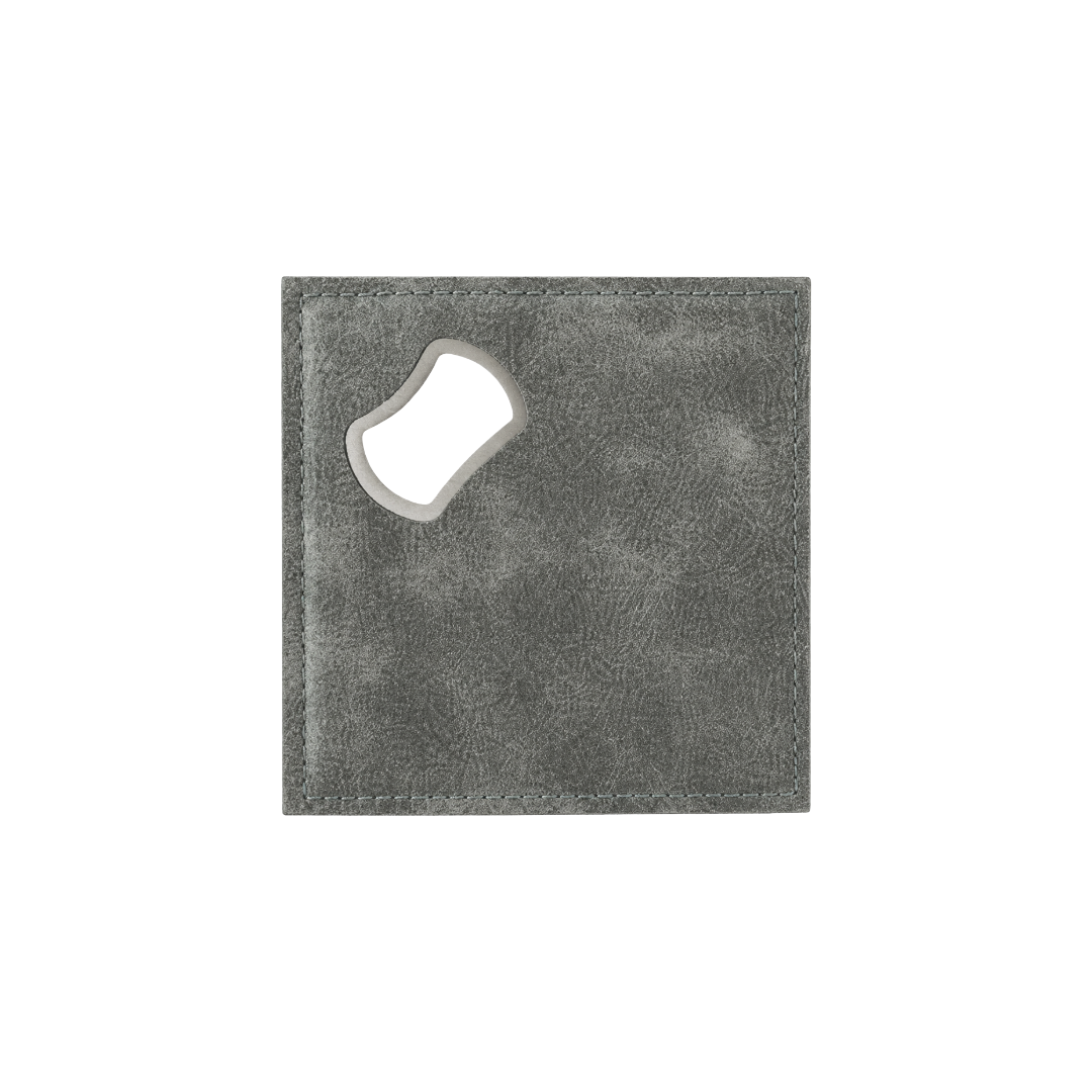 Square PU Leather Coaster Bottle Opener - Grey