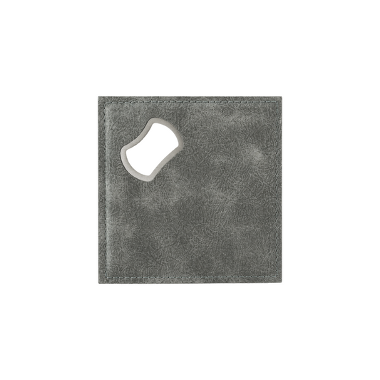 Square PU Leather Coaster Bottle Opener - Grey