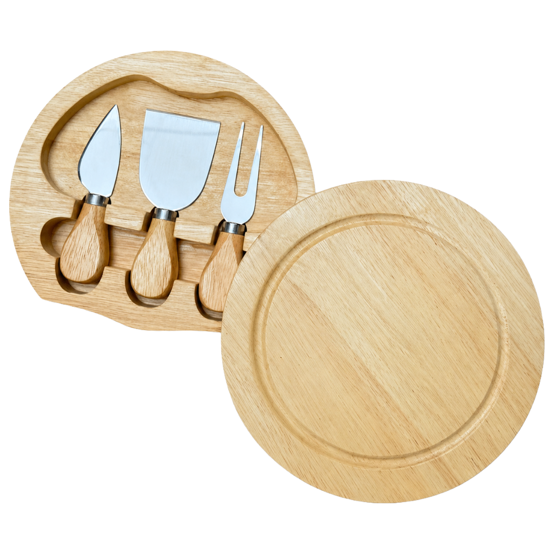 Personalizable wooden cheeseboard set