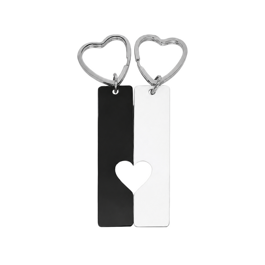 Black & White Heart Acrylic Keyring Set